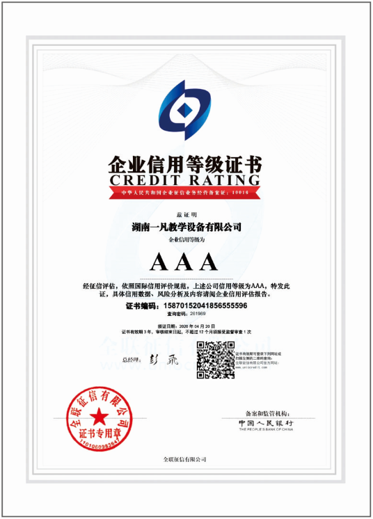 鑫一凡信用等级证书